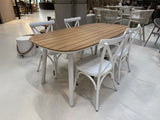 Gartentisch weiß-braun, outdoor, Gartentisch weiß Teak, Länge 180 cm