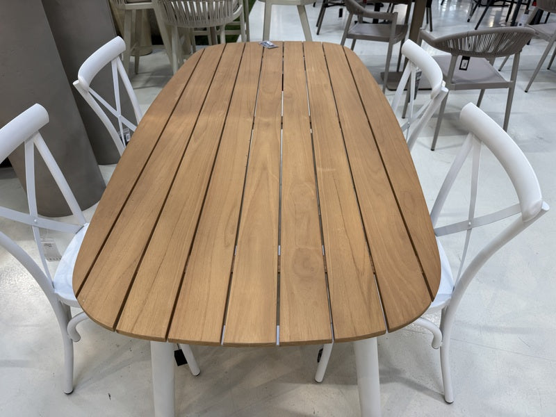Gartentisch weiß-braun, outdoor, Gartentisch weiß Teak, Länge 180 cm