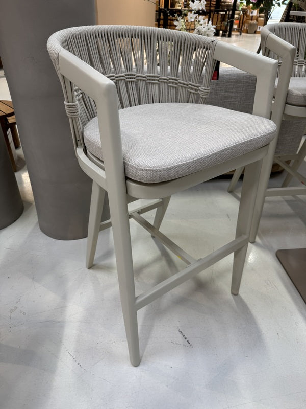 Barstuhl outdoor, Garten-Barstuhl creme-taupe, Sitzhöhe 65 cm
