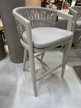 Barstuhl outdoor, Garten-Barstuhl creme-taupe, Sitzhöhe 65 cm