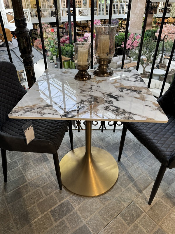 Bistrotisch Gold-Keramik, Bistrotisch Keramik-Marmoroptik, Maße 70x70 cm