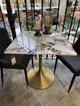 Bistrotisch Gold-Keramik, Bistrotisch Keramik-Marmoroptik, Maße 70x70 cm