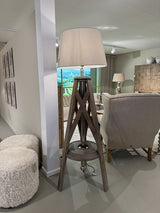 Stehlampe Holz Landhaus,  Stehleuchte mit Lampenschirm, Höhe 195 cm