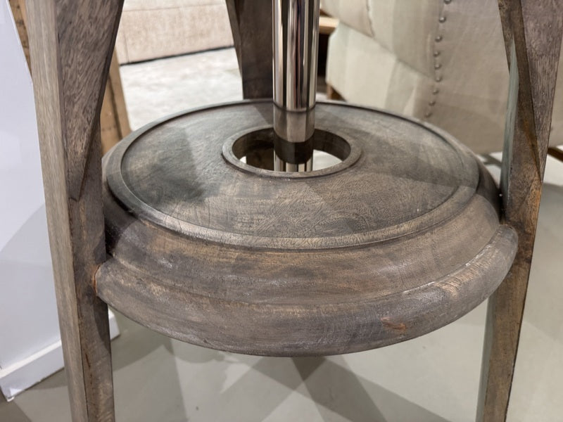 Stehlampe Holz Landhaus,  Stehleuchte mit Lampenschirm, Höhe 195 cm