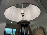 Stehlampe Holz Landhaus,  Stehleuchte mit Lampenschirm, Höhe 195 cm