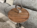 Beistelltisch rund Silber-Holz, Beistelltisch Holz, Durchmesser 45 cm