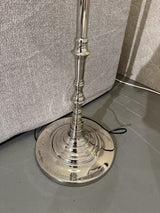 Stehlampe Silber Landhaus, Stehleuchte Silber mit Lampenschirm, Höhe 155-175 cm