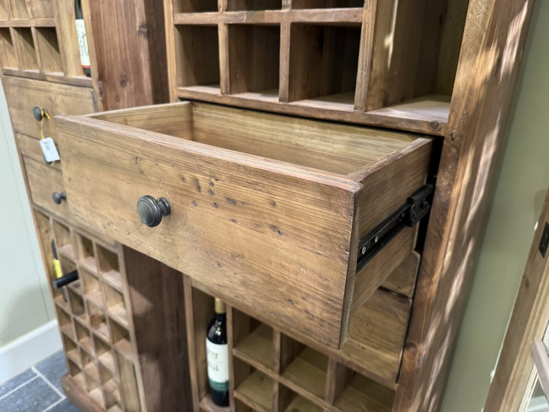 Weinschrank Holz Teak, Weinregal Teak, Breite 60 cm
