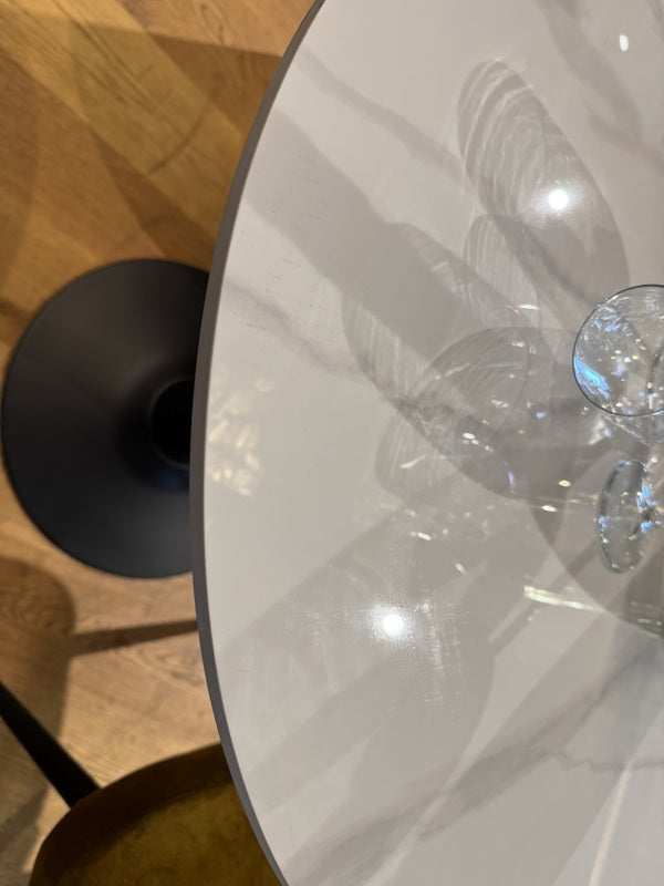 Bistrotisch rund Keramik-Metall, Bistrotisch weiß-grau rund, Durchmesser 70 cm