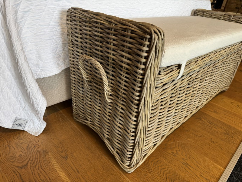 Sitzbank Rattan, Bank Rattan mit Stauraum, Länge 120 cm