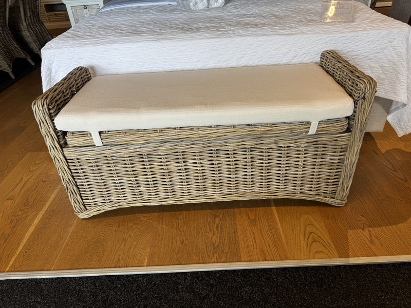 Sitzbank Rattan, Bank Rattan mit Stauraum, Länge 120 cm
