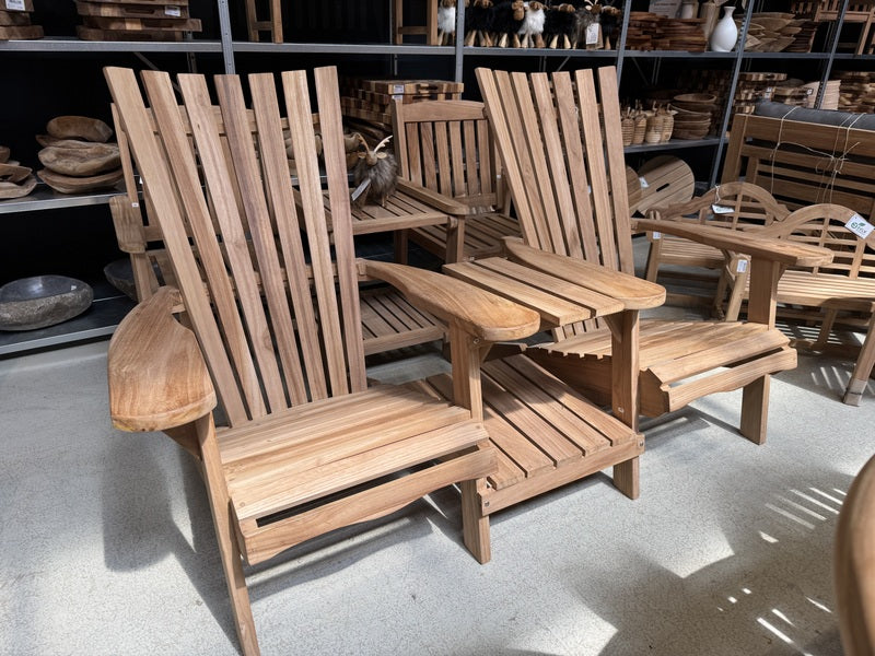 Gartensessel Teak 2er Set, Gartensessel Adirondack Holz massiv