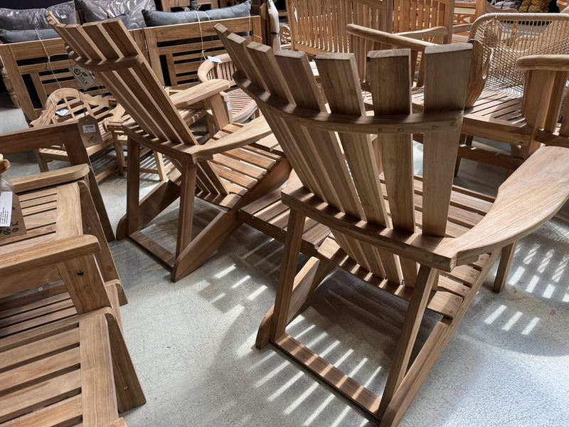 Gartensessel Teak 2er Set, Gartensessel Adirondack Holz massiv