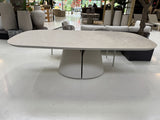 Gartentisch taupe Keramik, Gartentisch beige oval, Länge 240 cm
