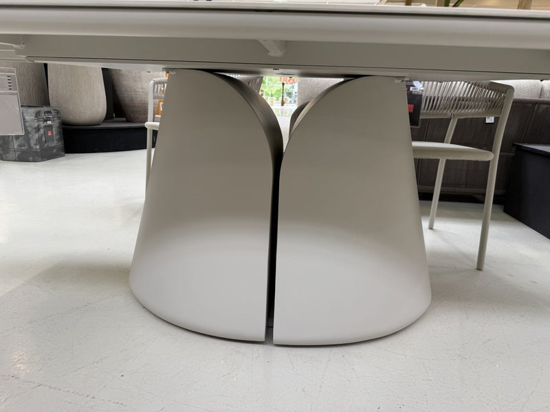 Gartentisch taupe Keramik, Gartentisch beige oval, Länge 240 cm