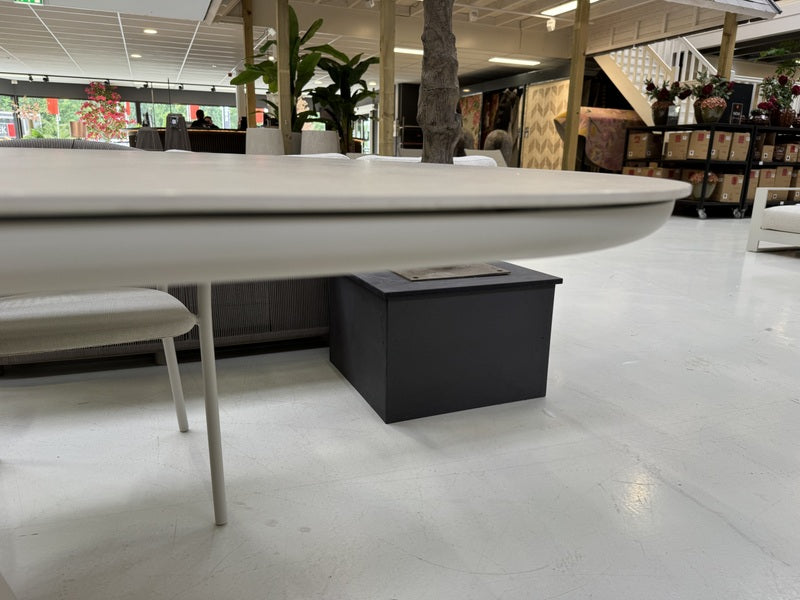 Gartentisch taupe Keramik, Gartentisch beige oval, Länge 240 cm