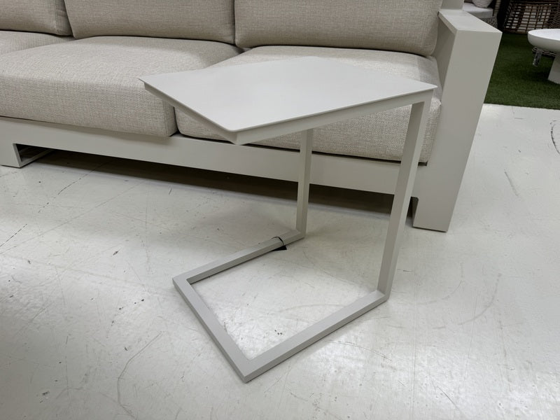 Gartenbeistelltisch beige-weiß Metall, Beistelltisch beige-weiß Metall, Höhe 50 cm