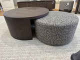 Couchtisch braun 2er Set, Couchtisch rund Holz-Textil, Durchmesser 91 cm