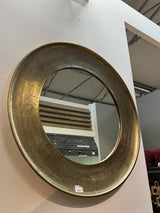 Spiegel rund Bronze-Gold, runder Wandspiegel Gold, Durchmesser 88 cm