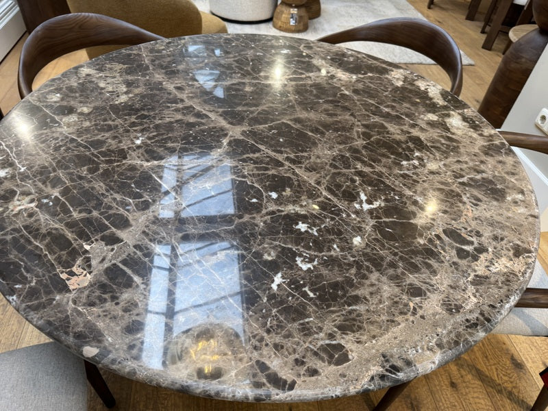 Esstisch braun Marmor-Tischplatte, Tisch Marmor braun, Durchmesser 121 cm
