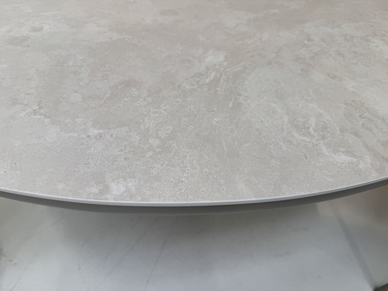 Gartentisch taupe rund Keramik, Tisch taupe rund, Durchmesser 145 cm