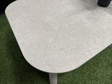 Garten-Loungeset weiß-beige, 4er Set Gartentisch beige mit Gartensofa beige, Gartensessel beige