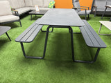 Picknicktisch mit Sitzbank anthrazit, Gruppensitzbank mit Tisch anthrazit, Länge 150 cm