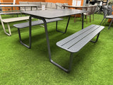 Picknicktisch mit Sitzbank anthrazit, Gruppensitzbank mit Tisch anthrazit, Länge 150 cm