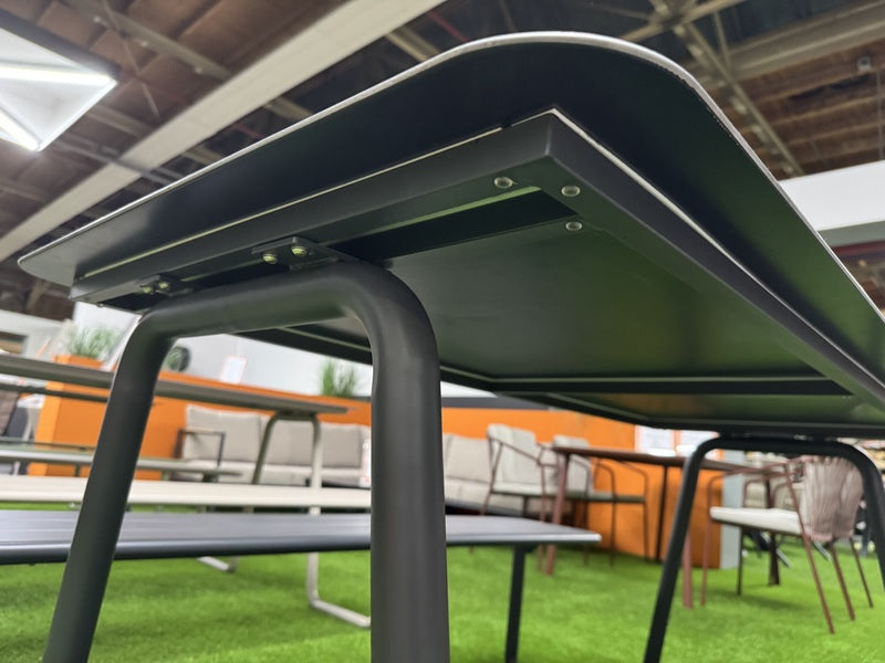 Picknicktisch mit Sitzbank anthrazit, Gruppensitzbank mit Tisch anthrazit, Länge 150 cm