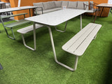 Picknicktisch beige mit Sitzbank, Gruppensitzbank beige mit Tisch, Gastro Tisch-Sitzbank beige, Länge 150 cm