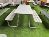 Picknicktisch beige mit Sitzbank, Gruppensitzbank beige mit Tisch, Gastro Tisch-Sitzbank beige, Länge 150 cm