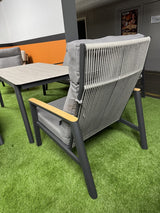 Garten-Loungeset, 5er Set Gartentisch grau-anthrazit mit Gartensofa, Gartensessel und Sitzbank
