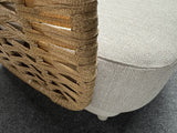 Garten-Loungeset beige-braun, 4er Set Gartentisch Teakholz mit Gartensofa beige, Gartensessel beige