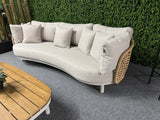 Garten-Loungeset beige-braun, 4er Set Gartentisch Teakholz mit Gartensofa beige, Gartensessel beige