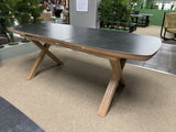 Gartentisch ausziehbar grau-Naturholz-Optik, ausziehbarer Gartentisch, Länge 160-200 cm