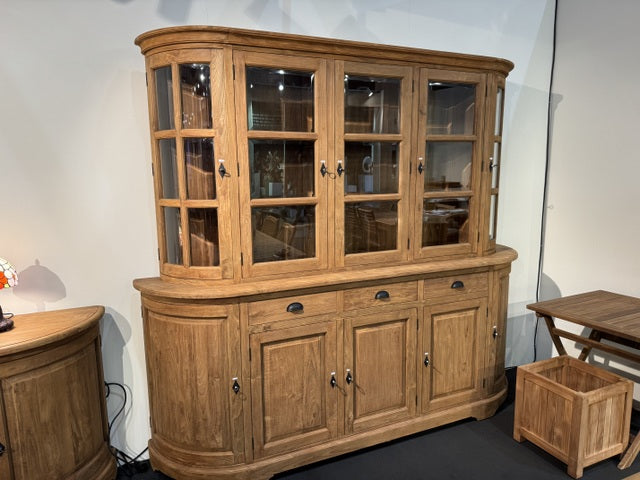 Vitrine Holz Teak, Geschirrschrank mit Schubladen Massivholz Teak, Breite 248 cm