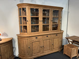 Vitrine Holz Teak, Geschirrschrank mit Schubladen Massivholz Teak, Breite 248 cm