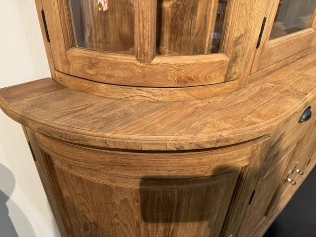 Vitrine Holz Teak, Geschirrschrank mit Schubladen Massivholz Teak, Breite 248 cm