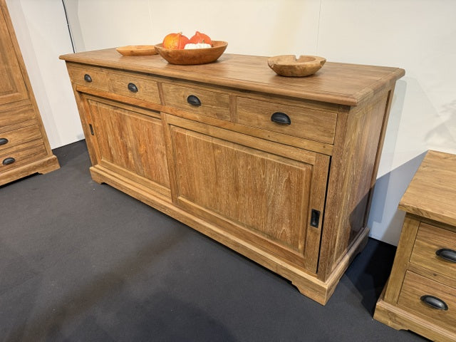 Sideboard Holz Teak, Anrichte mit Schubladen Massivholz Teak,  Breite 200 cm