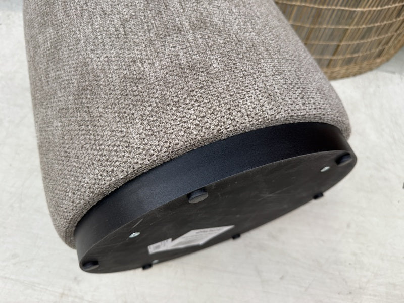 Hocker taupe rund, runder Hocker gepolstert. Durchmesser 38 cm