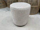 Hocker beige rund, runder Hocker gepolstert. Durchmesser 38 cm