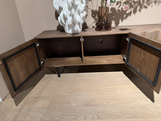 TV Schrank braun Holz, Fernsehschrank braun Holz, Breite 214 cm