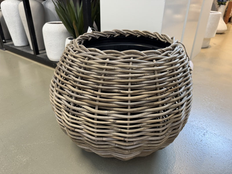 Blumentopf Rattan rund, runder Rattan Pflanzentopf, Durchmesser 57 cm