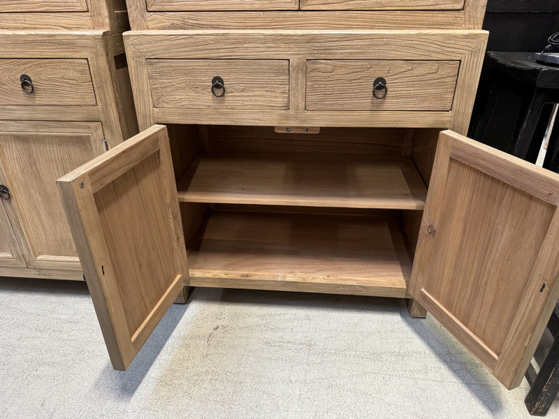 Vitrine Naturholz, Geschirrschrank Altholz, Vitrinenschrank Altholz, Breite 80 cm