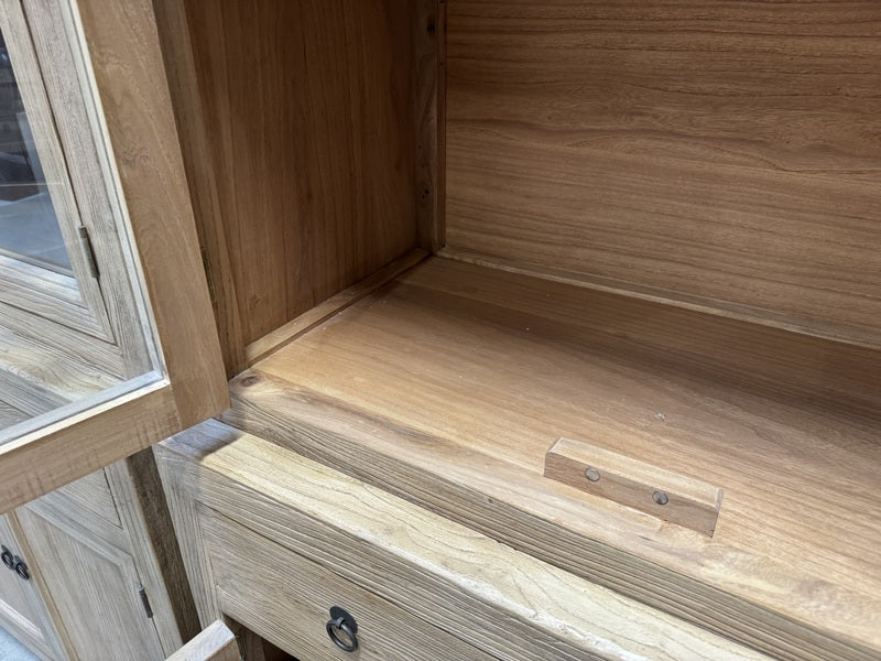 Vitrine Naturholz, Geschirrschrank Altholz, Vitrinenschrank Altholz, Breite 80 cm