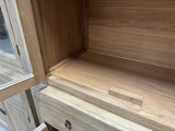 Vitrine Naturholz, Geschirrschrank Altholz, Vitrinenschrank Altholz, Breite 80 cm
