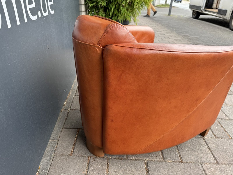Sessel cognac Echtleder, Leder-Sessel Industriedesign cognac