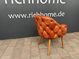 Stuhl Chesterfield cognac, Stuhl cognac Echtleder gepolstert