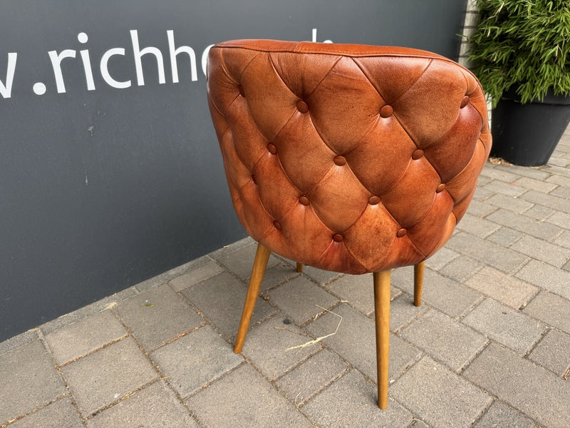 Stuhl Chesterfield cognac, Stuhl cognac Echtleder gepolstert