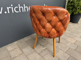 Stuhl Chesterfield cognac, Stuhl cognac Echtleder gepolstert